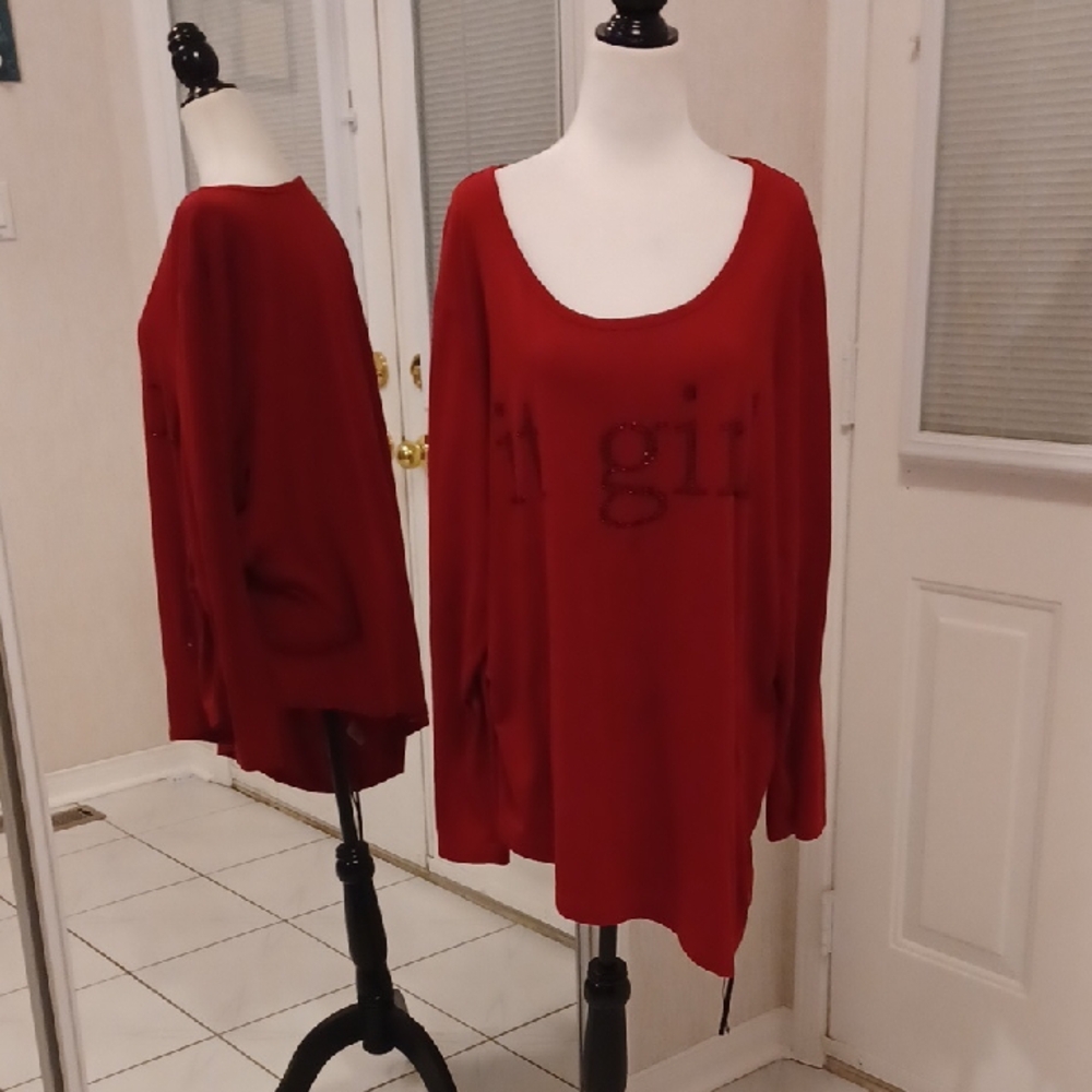 4/$60 Red Glittery "It Girl" Top - Size 3X